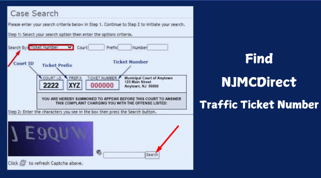 Find NJMCDirect Traffic Ticket Number