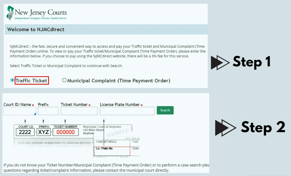 Pay NJMCDIRECT Traffic Ticket Online